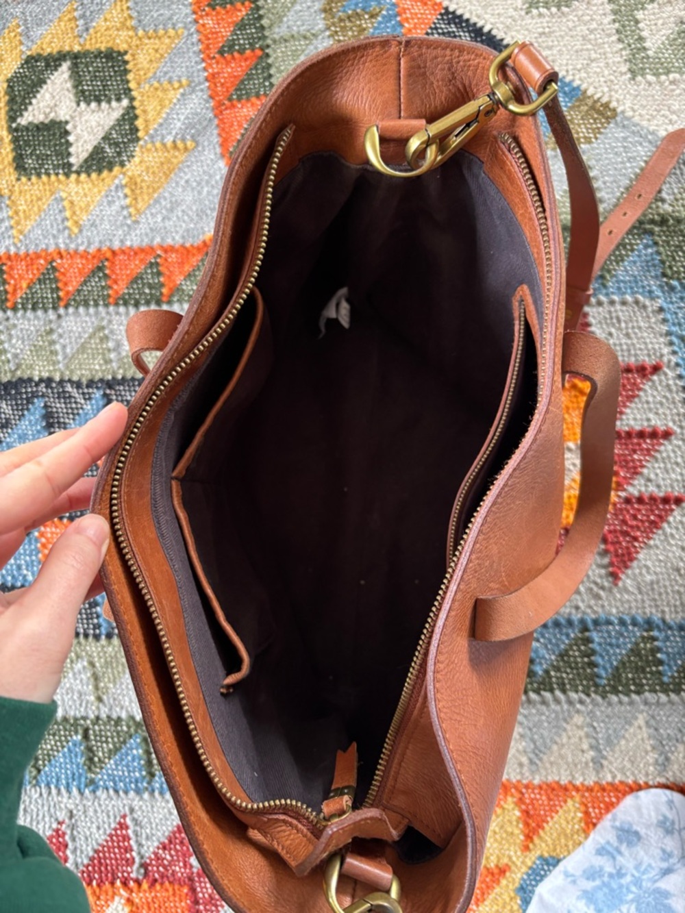 Madewell Zip-Top Transport Carryall Tote in English Saddle Brown - Picture 7 of 8